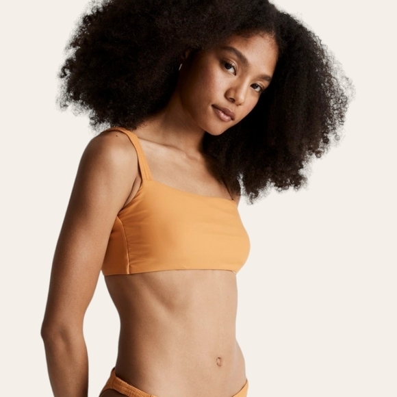 Madewell Scrunchy Strap Square Neck Bikini Top Sz L NWT‎ Ochre Fresco - Picture 4 of 12